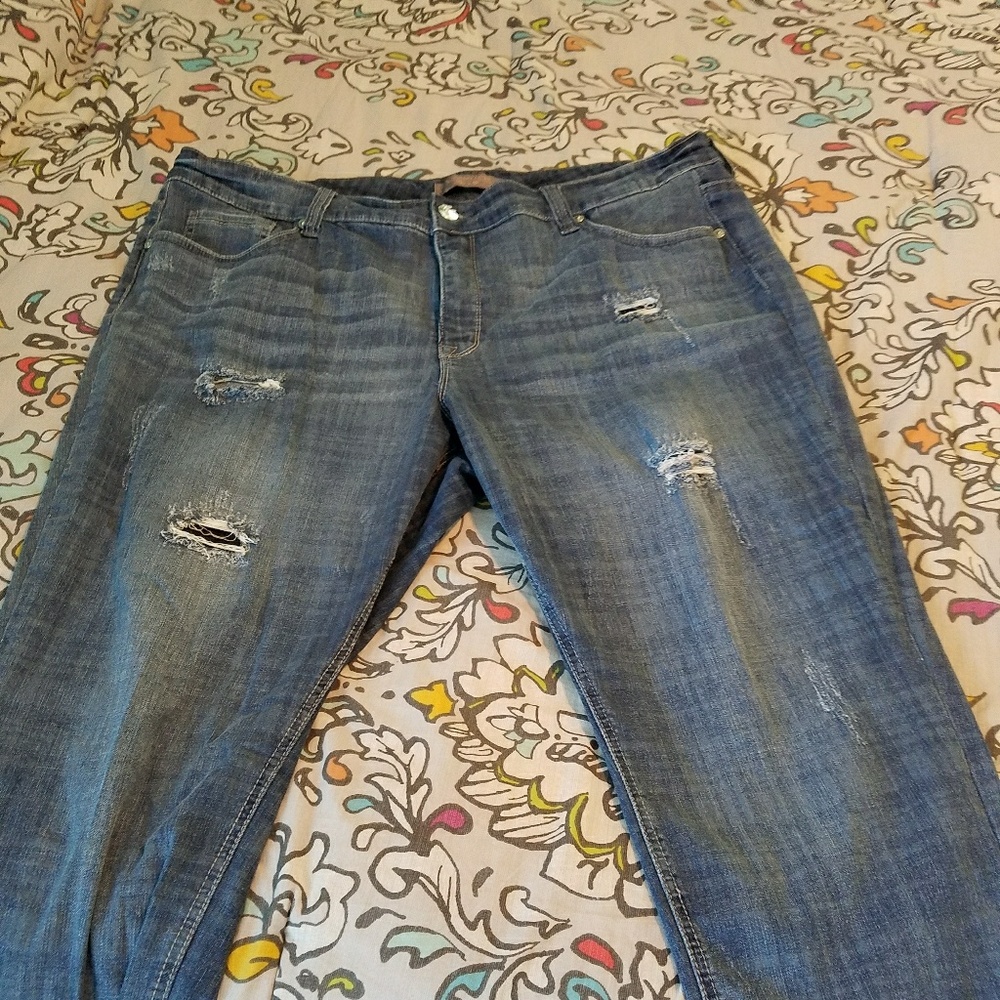 Melissa McCarthy Seven7 Blue Distressed Ankle Jeans